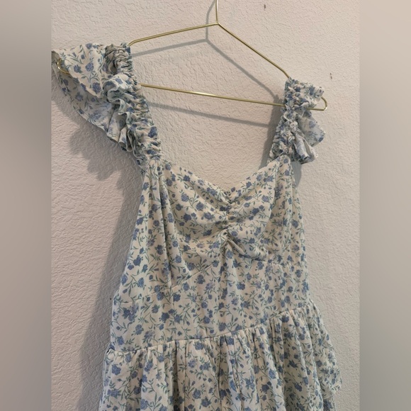 Altar’d State Lola floral ruffle mini dress white blue medium - Picture 3 of 7